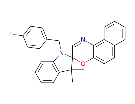 Molecular Structure of 104088-78-0 (Spiro[2H-indole-2,3'-[3H]naphth[2,1-b][1,4]oxazine],
1-[(4-fluorophenyl)methyl]-1,3-dihydro-3,3-dimethyl-)