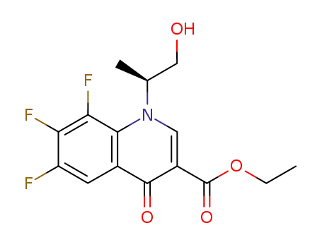 Molecular Structure of 110548-03-3 ((-)-ethyl 1,4-dihydro-1-<1(S)-(hydroxymethyl)ethyl>-4-oxo-6,7,8-trifluoroquinoline-3-carboxylate)