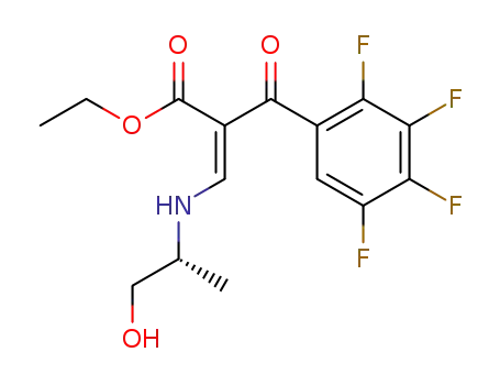 Molecular Structure of 110548-04-4 ((-)-ethyl 2-<<<(R)-1-hydroxyprop-2-yl>amino>methylene>-3-oxo-3-(2,3,4,5-tetrafluorophenyl)propionate)