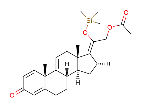 Molecular Structure of 1201591-18-5 ((Z)-2-((8S,10S,13S,14S,16R)-10,13,16-trimethyl-3-oxo-7,8,12,13,15,16-hexahydro-3H-cyclopenta[a]phenanthren-17(6H,10H,14H)-ylidene)-2-(trimethylsilyloxy)ethyl acetate)