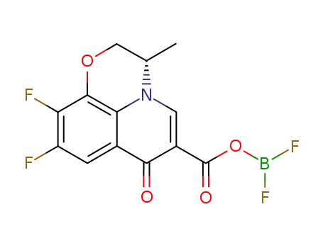 (-)-9,10-difluoro-2,3-dihydro-3-methyl-7-oxo-7H-pyrido<1,2,3-de><1,4>benzoxazine-6-carboxylic acid BF2-chelate