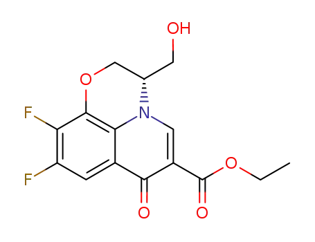 Molecular Structure of 100986-87-6 ((-)-ethyl 9,10-difluoro-2,3-dihydro-3-hydroxymethyl-7-oxo-7H-pyrido<1,2,3-de><1,4>benzoxazine-6-carboxylate)