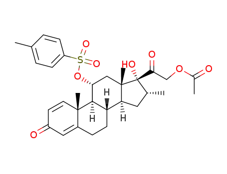Molecular Structure of 115606-30-9 (21-acetoxy-17-hydroxy-16α-methyl-11α-(toluene-4-sulfonyloxy)-pregna-1,4-diene-3,20-dione)
