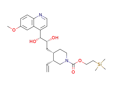 Molecular Structure of 865853-24-3 ((3R,4S)-4-[(2R,3R)-2,3-Dihydroxy-3-(6-methoxy-quinolin-4-yl)-propyl]-3-vinyl-piperidine-1-carboxylic acid 2-trimethylsilanyl-ethyl ester)