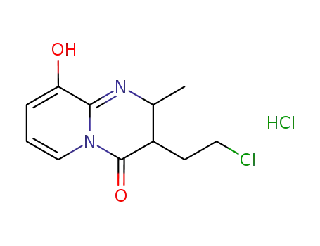 Molecular Structure of 1254173-48-2 (3-(2-chloroethyl)-9-hydroxy-2-methyl-4H-pyrido[1,2-a]pyrimidin-4-one monohydrochloride)