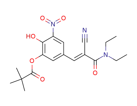 Molecular Structure of 345317-61-5 ((E)-2-cyano-N,N-diethyl-3-(3-pivaloyloxy-4-hydroxy-5-nitrophenyl)propenamide)