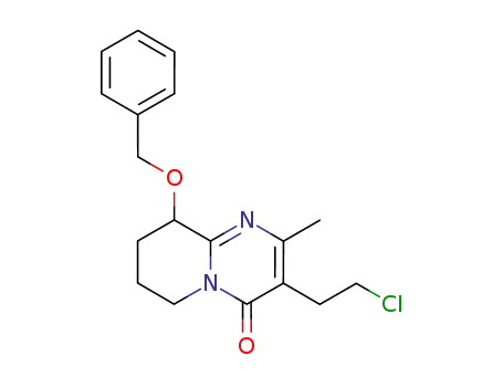 Molecular Structure of 130049-79-5 (9-benzyloxy-3-(2-chloro-ethyl)-2-methyl-6,7,8,9-tetrahydro-4H-pyrido[1,2-a]pyrimidin-4-one)