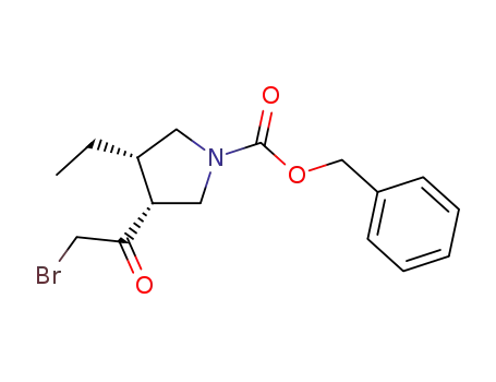 Molecular Structure of 1428243-26-8 ((3R,4S)-3-(2-Bromoacetyl)-4-ethyl-1-pyrrolidinecarboxylic acid phenylmethyl ester)