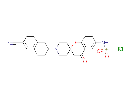 Methanesulfonamide, N-[1'-(6-cyano-1,2,3,4-tetrahydro-2-naphthalenyl)-3,4-dihydro-4-oxospiro[2H-1-benzopyran-2,4'-piperidin]-6-yl]-, monohydrochloride