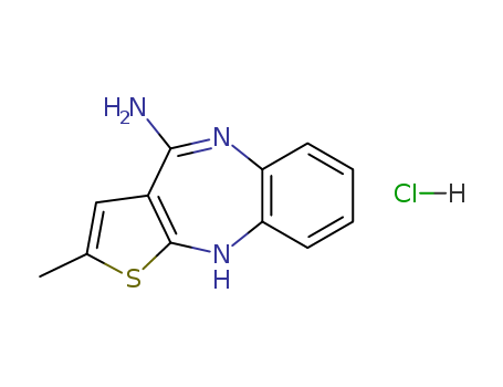138564-60-0,4-Amino-2-methyl-10H-thiene[2,3-b][1,5]benzodiazepine hydrochloride,10H-Thieno[2,3-b][1,5]benzodiazepin-4-amine,2-methyl-, monohydrochloride (9CI);4-Amino-2-methyl-10H-thieno[2,3-b][1,5]benzodiazepine hydrochloride;4-Amino-2-methyl-10H-thieno[2,3-b][1,5]benzodiazepine monohydrochloride;Olanzamine;4-Amino-2-Methyl-10H-Thieno[2,3-B][1,5]Benzodiazepine Hcl;