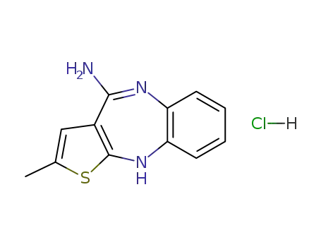 Molecular Structure of 138564-60-0 (4-Amino-2-methyl-10H-thiene[2,3-b][1,5]benzodiazepine hydrochloride)