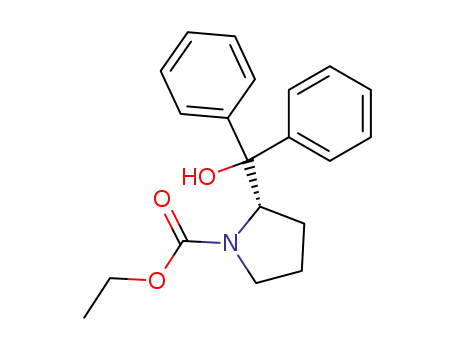 Molecular Structure of 152326-82-4 (1-Pyrrolidinecarboxylic acid, 2-(hydroxydiphenylmethyl)-, ethyl ester,
(2S)-)
