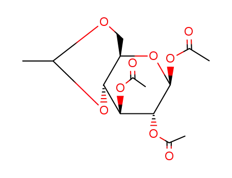 Molecular Structure of 27994-30-5 (1,2,3-TRI-O-ACETYL-4,6-O-ETHYLIDENE-BETA-D-GLUCOPYRANOSE)