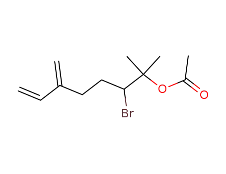 Molecular Structure of 76280-57-4 (7-Octen-2-ol, 3-bromo-2-methyl-6-methylene-, acetate)
