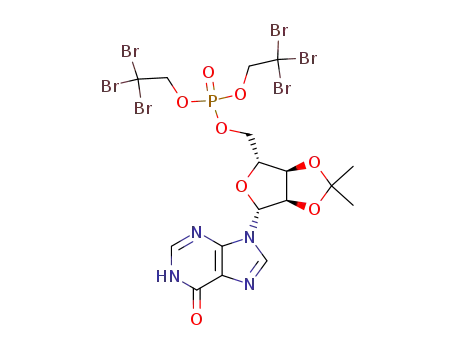Molecular Structure of 78681-84-2 (Phosphoric acid (3aR,4R,6R,6aR)-2,2-dimethyl-6-(6-oxo-1,6-dihydro-purin-9-yl)-tetrahydro-furo[3,4-d][1,3]dioxol-4-ylmethyl ester bis-(2,2,2-tribromo-ethyl) ester)