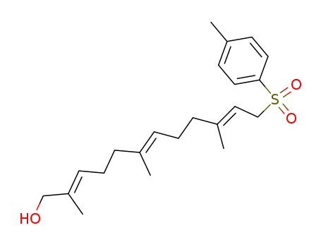Molecular Structure of 70238-40-3 ((2<i>E</i>,6<i>E</i>,10<i>E</i>)-2,6,10-trimethyl-12-(toluene-4-sulfonyl)-dodeca-2,6,10-trien-1-ol)