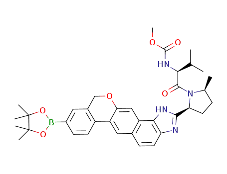 Methyl [(2S)-3-methyl-1-[(2S,5S)-2-methyl-5-[9-(4,4,5,5-tetramethyl-1,3,2-dioxaborolan-2-yl)-1,11-dihydroisochromeno[4',3':6,7]naphtho[1,2-d]imidazol-2-yl]pyrrolidin-1-yl]-1-oxobutan-2-yl]carbamate