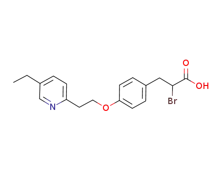 Molecular Structure of 674798-32-4 (2-bromo-3-{4-[2-(5-ethylpyridin-2-yl)ethoxy]phenyl}propionic acid)