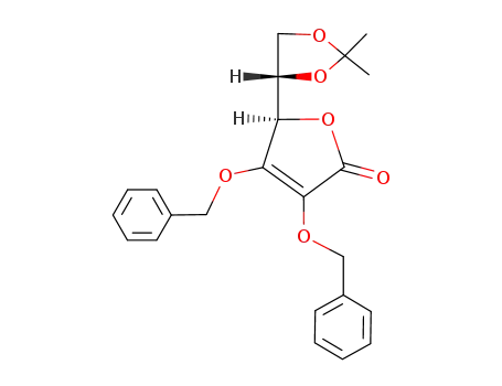 Molecular Structure of 2871-84-3 ((R)-3,4-bis(benzyloxy)-5-((S)-2,2-dimethyl-1,3-dioxolan-4-yl)furan-2(5H)-one)