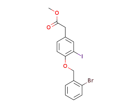 Molecular Structure of 916243-37-3 (methyl 2-{4-[(2-bromobenzyl)oxy]-3-iodophenyl}acetate)