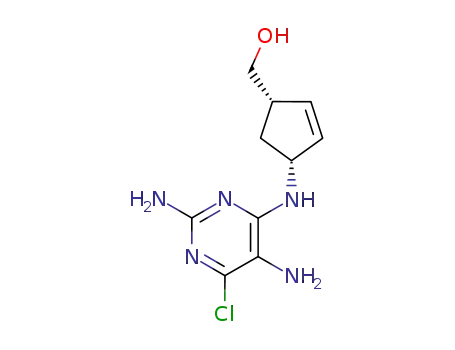 Molecular Structure of 141271-12-7 ((1S, 4R)-(4-(2,5-diamino-6-chloro-4-pyrimidinyl)amino)-2-cyclopenten-1-methanol)