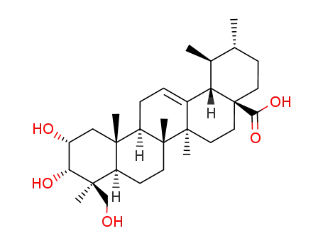 Molecular Structure of 89786-83-4 (2α,3α,24-Trihydroxyurs-12-en-28-oic acid)
