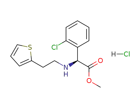Molecular Structure of 141109-19-5 (D-(+)-Methyl-alpha-(2-thienylethamino)(2-chlorophenyl)acetate hydrochloride)