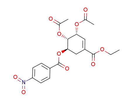 Molecular Structure of 1202183-69-4 ((1S,2R,6R)-4-(ethoxycarbonyl)-6-(4-nitrobenzoyloxy)-cyclohex-3-ene-1,2-diyl diacetate)