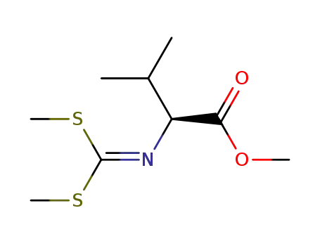 Molecular Structure of 58091-14-8 (L-Valine, N-[bis(methylthio)methylene]-, methyl ester)