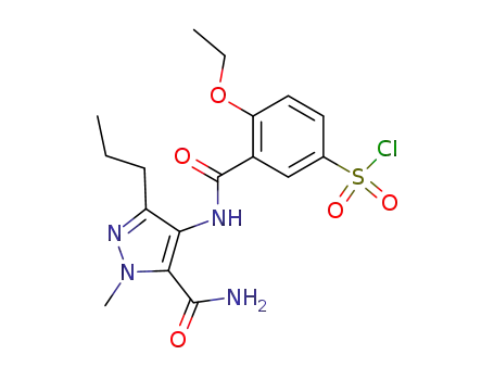 Molecular Structure of 226956-42-9 (4-(5-chlorosulfonyl-2-ethoxybenzamido)-1-methyl-3-n-propylpyrazole-5-carboxamide)