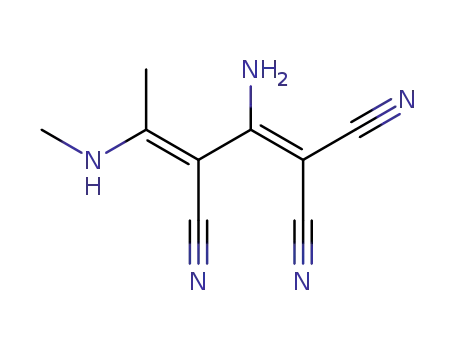 Molecular Structure of 80372-29-8 (3-Amino-2-cyano-4-[1-methylamino-eth-(Z)-ylidene]-pent-2-enedinitrile)