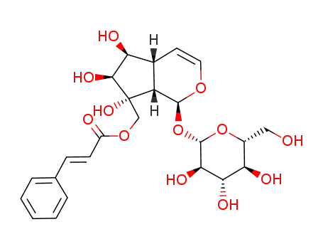 Molecular Structure of 73343-11-0 ([(1S,4aR,7S)-1,4a,5,6,7,7a-Hexahydro-5α,6α,7α-trihydroxy-7-[[[(E)-1-oxo-3-phenyl-2-propenyl]oxy]methyl]cyclopenta[c]pyran-1-yl]β-D-glucopyranoside)