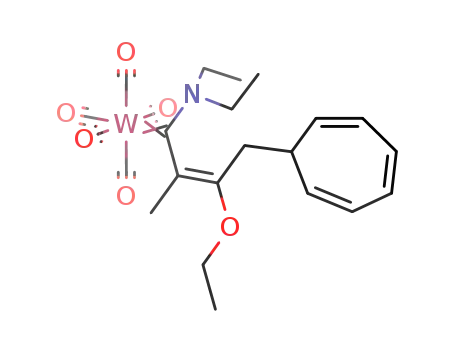 Molecular Structure of 140834-40-8 (pentacarbonyl{4-cycloheptatrienyl-1-(diethylamino)-3-ethoxy-2-methyl-2E-butenylidene}tungsten)