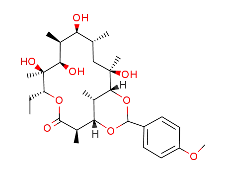 Molecular Structure of 138505-32-5 ((9S)-9-dihydro-3,5-O-(p-methoxybenzylidene)erythronolide A)