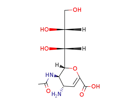 Molecular Structure of 130525-62-1 (4-amino-2-deoxy-2,3-didehydro-N-acetylneuraminic acid)