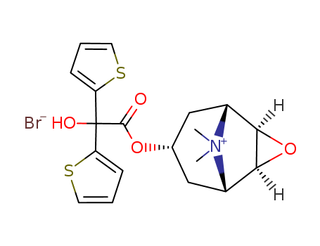 139404-48-1,Tiotropium bromide hydrate,3-Oxa-9-azoniatricyclo[3.3.1.02,4]nonane,7-[(hydroxydi-2-thienylacetyl)oxy]-9,9-dimethyl-, bromide, hydrate, (1a,2b,4b,5a,7b)- (9CI);