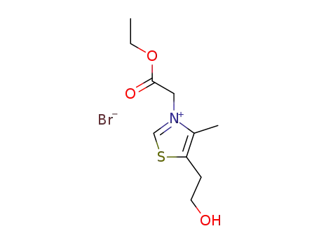 Molecular Structure of 103871-46-1 (3-Ethoxycarbonylmethyl-5-(2-hydroxy-ethyl)-4-methyl-thiazol-3-ium; bromide)