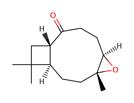 24173-71-5,Kobusone,5-Oxatricyclo[8.2.0.04,6]dodecan-9-one,4,12,12-trimethyl-, (1R,4R,6R,10S)-(-)- (8CI);5-Oxatricyclo[8.2.0.04,6]dodecan-9-one, 4,12,12-trimethyl-,[1R-(1R*,4R*,6R*,10S*)]-; (-)-Kobusone; 6,7-Epoxy-12-norcaryophyllan-3-one;Kobusone; Kobusone, (-)-