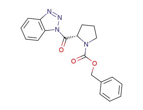 Molecular Structure of 886981-23-3 (benzyl (2S)-2-(1H-1,2,3-benzotriazol-1-ylcarbonyl)tetrahydro-1H-pyrrole-1-carboxylate)