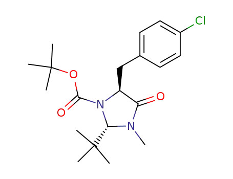 Molecular Structure of 123052-81-3 ((2S,5S)-2-tert-Butyl-5-(4-chloro-benzyl)-3-methyl-4-oxo-imidazolidine-1-carboxylic acid tert-butyl ester)