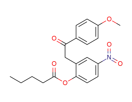 Molecular Structure of 1256921-45-5 (2-(2-pentanoyloxy-5-nitrophenyl)-1-(4-methoxyphenyl)-ethanone)