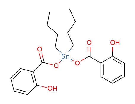 14214-24-5,dibutylbis[(2-hydroxybenzoyl)oxy]stannane,Phenol,2,2'-[(dibutylstannylene)bis(oxycarbonyl)]bis- (9CI); Stannane,dibutylbis(salicyloyloxy)- (8CI); Salicylic acid, dibutylstannylene deriv.(8CI); Dibutyltin disalicylate; Dibutyltin salicylate