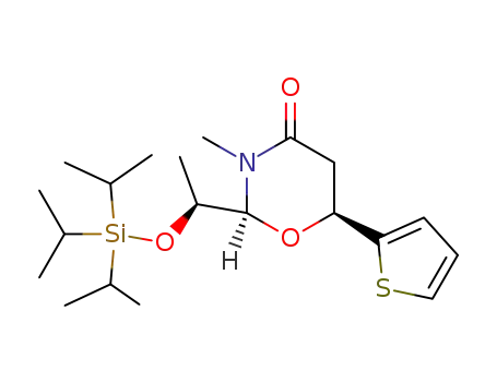 Molecular Structure of 919530-14-6 ((2S,6S)-N-methyl-2-[(S)-1-triisopropylsilyloxyethyl]-6-(thiophen-2-yl)-[1,3]oxazinan-4-one)