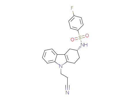 Molecular Structure of 118699-38-0 ((R)-N-[9-(2-cyanoethyl)-2,3,4,9-tetrahydro-1H-carbazol-3-yl]-4-fluorobenzenesulfonamide)