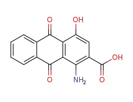 Molecular Structure of 4569-28-2 (2-Anthracenecarboxylic acid,
1-amino-9,10-dihydro-4-hydroxy-9,10-dioxo-)