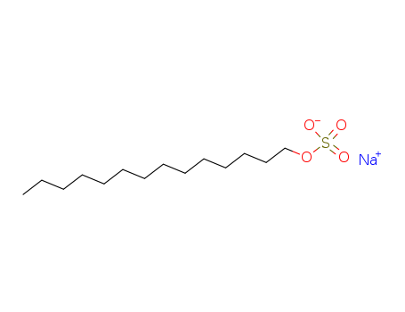 1191-50-0,SODIUM TETRADECYL SULFATE,1-Tetradecanol,hydrogen sulfate sodium salt (8CI);1-Tetradecanol, hydrogen sulfate, sodiumsalt (9CI);Sodium tetradecyl sulfate (6CI);Alscoap TM 30S;FibroVein;Monotetradecyl sulfate sodium salt;Nikkol SMS;STDS;Sodium myristyl sulfate;Sodium n-tetradecyl sulfate;Sodium tetradecane sulfate;Tetradecyl sodiumsulfate;Texapon K 14;Tromboject;