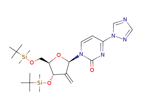 Molecular Structure of 134660-27-8 (1-[(2R,4S,5R)-4-(tert-Butyl-dimethyl-silanyloxy)-5-(tert-butyl-dimethyl-silanyloxymethyl)-3-methylene-tetrahydro-furan-2-yl]-4-[1,2,4]triazol-1-yl-1H-pyrimidin-2-one)