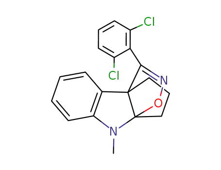 Molecular Structure of 137041-59-9 (3a,8a-Propano-8H-isoxazolo[5,4-b]indole,
3-(2,6-dichlorophenyl)-8-methyl-)