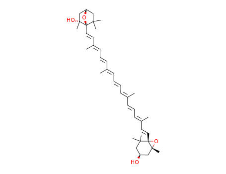 Molecular Structure of 107390-61-4 (b,b-Carotene,3,6:4',5'-diepoxy-5,5',6,6'-tetrahydro-3',5-dihydroxy-, (3S,3'S,5R,5'R,6R,6'S)-(9CI))
