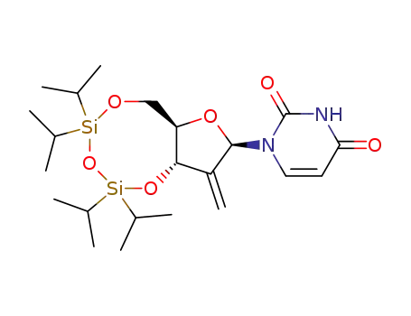 Molecular Structure of 102789-14-0 (1-((6aR,8R,9aS)-2,2,4,4-tetraisopropyl-9-methylenetetrahydro-6H-furo[3,2-f][1,3,5,2,4]trioxadisilocin-8-yl)-pyrimidine-2,4(1H,3H)-dione)